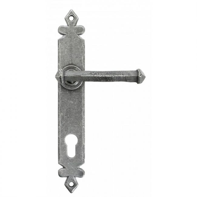 Antique Pewter Tudor Design Lever Espagnolette Lock Set Antique Pewter Tudor Design Lever Espagnolette Lock Set