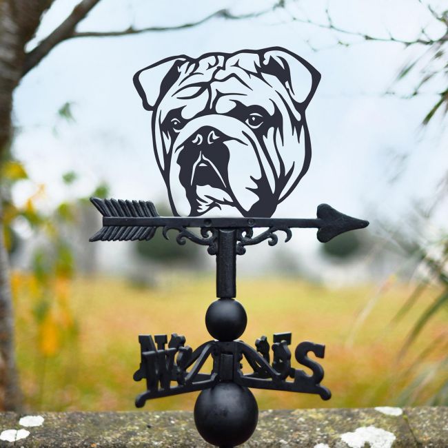 Bulldog Weathervane in Use on a Roof Vertically 