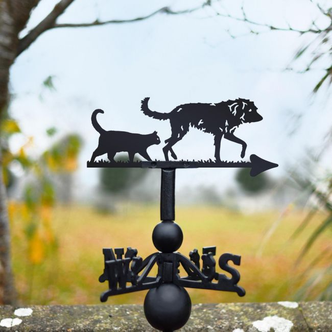 Bedlington Whippet & Cat Weathervane In The Countryside Bedlington Whippet & Cat Weathervane In The Countryside