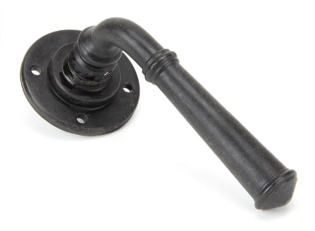 Beeswax Rounded Unsprung Lever Door Handle on Rose Front Beeswax Rounded Unsprung Lever Door Handle on Rose Front