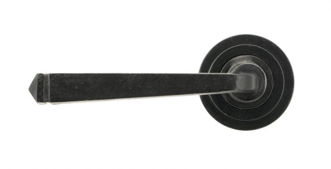 Beeswax Unsprung Lever Door Handle on Art Deco Rose Front Beeswax Unsprung Lever Door Handle on Art Deco Rose Front