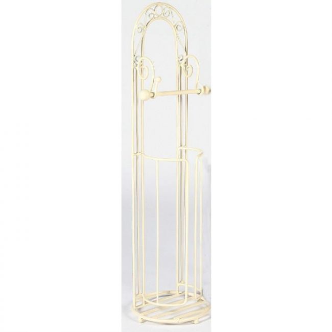 "Bella Jane" Vintage Floor Standing Toilet Roll Holder in a Cream Finish