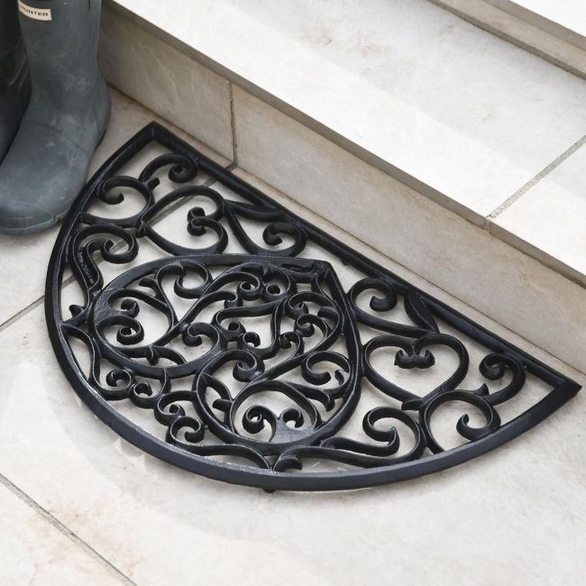 "Belleview" Half Moon Heart Doormat- Black "Belleview" Half Moon Heart Doormat- Black