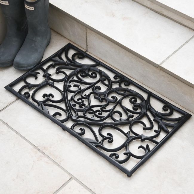"Belleview" Rectangle Heart Doormat- Black "Belleview" Rectangle Heart Doormat- Black
