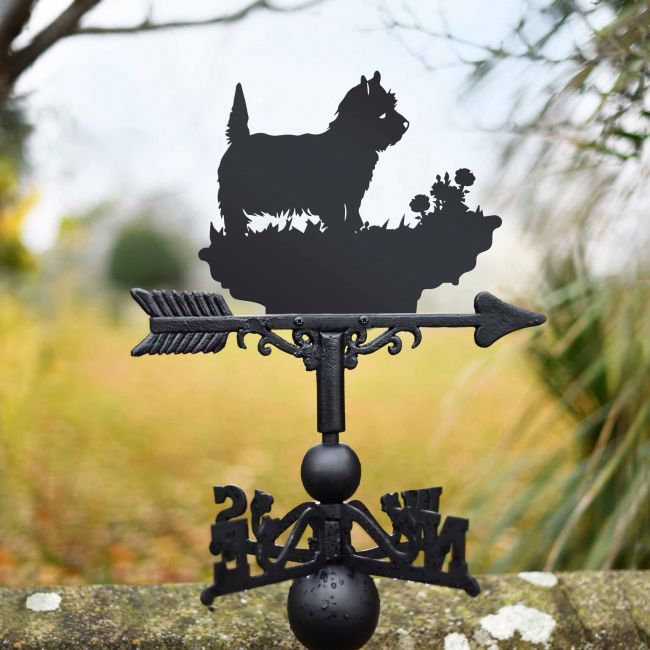 West Highland Terrier Weathervane in garden