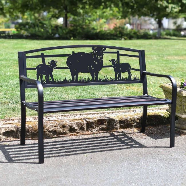 Family Name Iron Bench in the Garden Family Name Iron Bench in the Garden