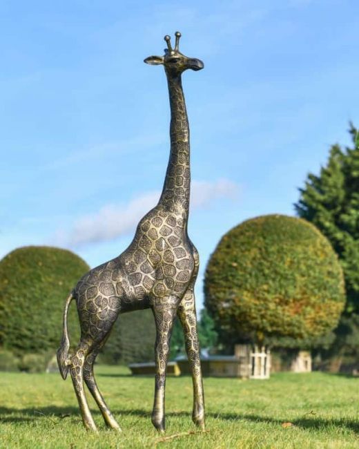 Black and Gold Finish Giraffe Cast Aluminium Sculpture