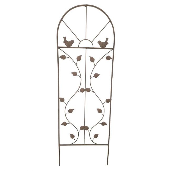 Bird & Leaf Garden Trellis Finished in a Rustic Finish Bird & Leaf Garden Trellis Finished in a Rustic Finish