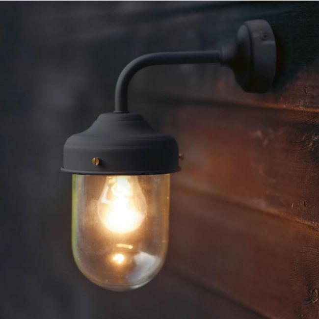 Charcoal Grey Modern Wall Mounted Barn Light in Situ Charcoal Grey Modern Wall Mounted Barn Light in Situ