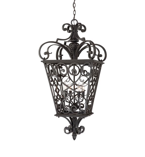 "Langsden Manor" Black Cast Aluminium Ornate Cage Hanging Light "Langsden Manor" Black Cast Aluminium Ornate Cage Hanging Light