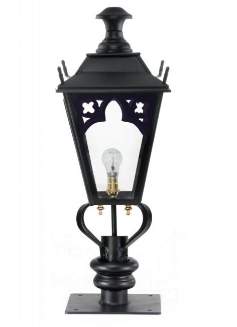 Black Gothic Pillar Light and Lantern Set 90cm Black Gothic Pillar Light and Lantern Set 90cm