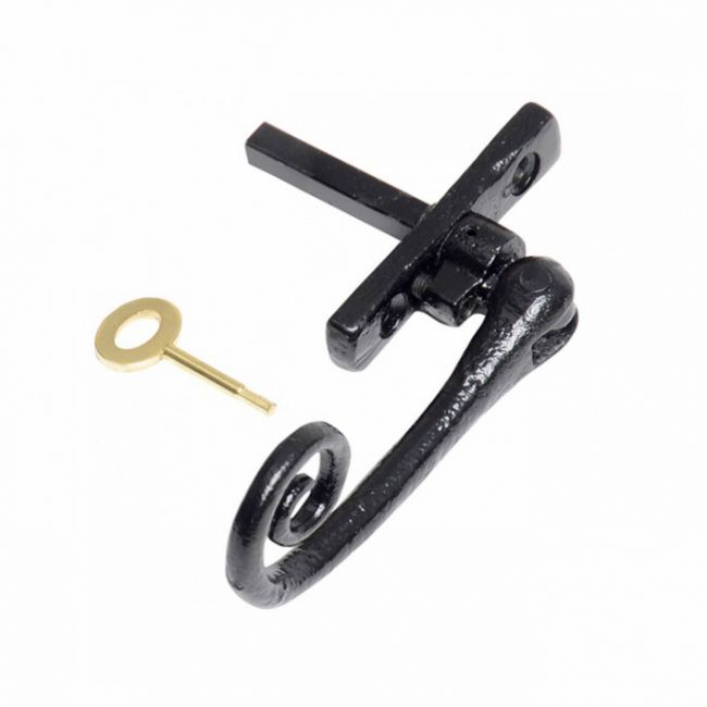 Black Iron Monkeytail Casement Fastener With Espagnolette Black Iron Monkeytail Casement Fastener With Espagnolette