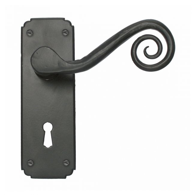"Ververt" Black Monkey Tail Lever Handle Set With Key Hole "Ververt" Black Monkey Tail Lever Handle Set With Key Hole