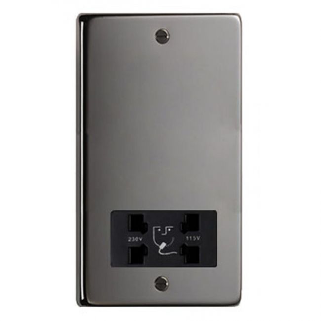 Dual Volt Shaver Socket Finished in a Black Nickel