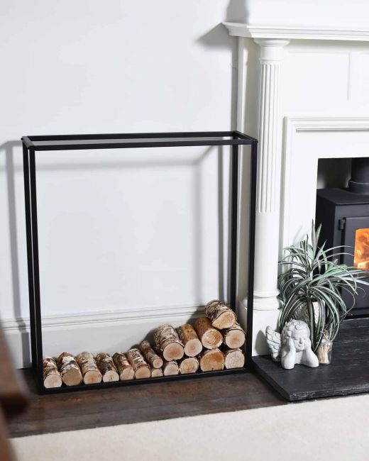 Black Open Sides "Recipe" Log Holder - 90cm x 100cm