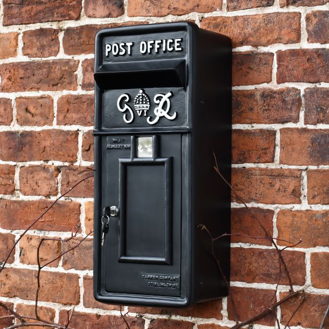 Black & White King George Post Box Mounted on a Wall Black & White King George Post Box Mounted on a Wall