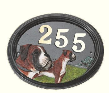House Number - Hand Painted - Boxer Dog - House Sign House Number - Hand Painted - Boxer Dog - House Sign