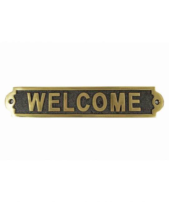 Welcome Sign Created From Solid Brass