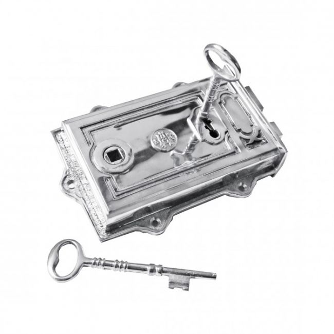 Bright Chrome Ornate Rim Lock Bright Chrome Ornate Rim Lock