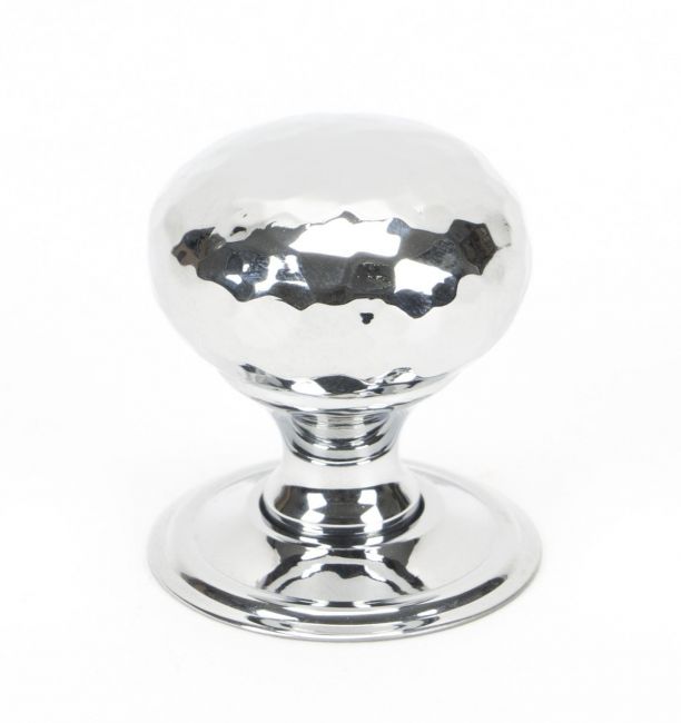 Bright Chrome Hammered Mushroom Cabinet Knob - 32mm