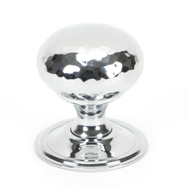 Bright Chrome Hammered Mushroom Cabinet Knob - 38mm