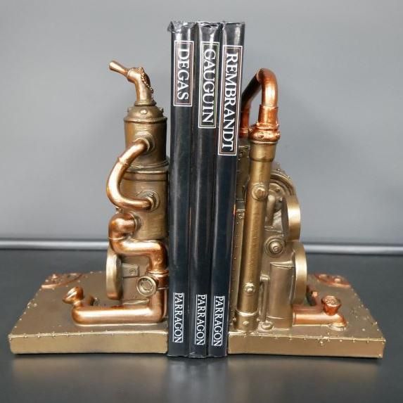 Bronze Effect Steampunk Inspired Bookends Bronze Effect Steampunk Inspired Bookends