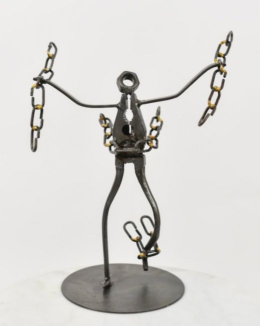"Breaking the Chains" Recycled Metal Sculpture