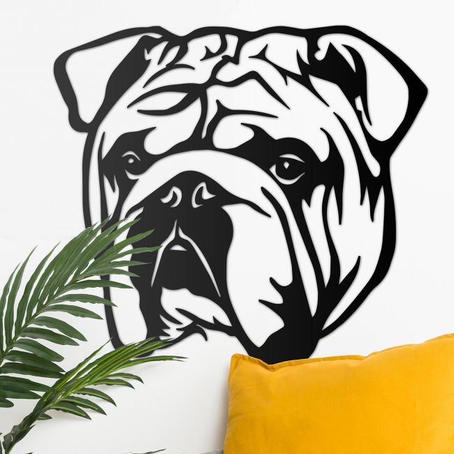 Bulldog Wall Art in Situ on a White Wall