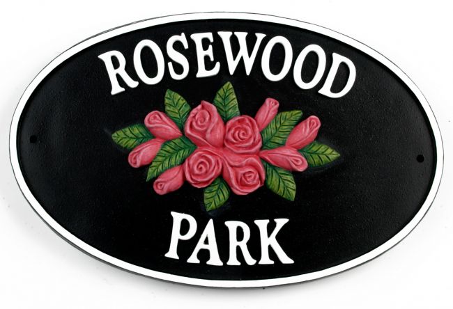rose design cast iron plaque