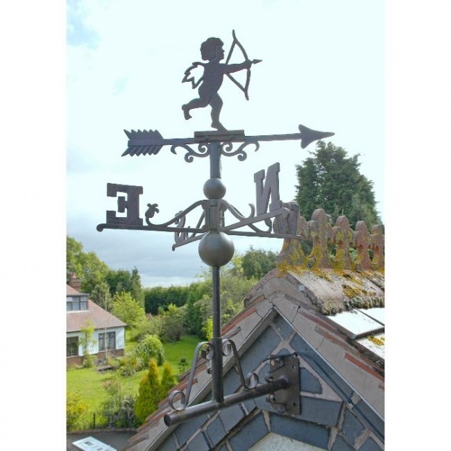 Rustic "Churub" Weathervane in Situ on a Roof