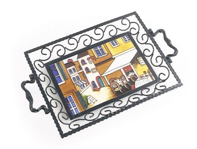Pavement Cafe Iron & Ceramic Tray Pavement Cafe Iron & Ceramic Tray