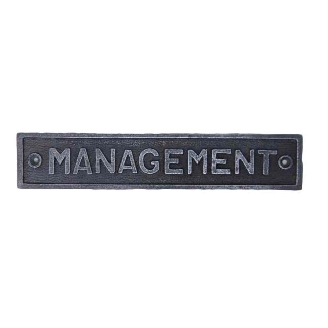 Cast Iron "Management" Sign Cast Iron "Management" Sign