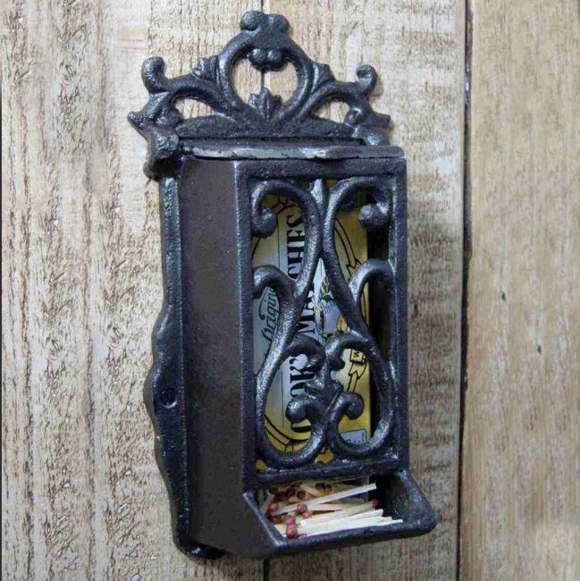 Ornate Matchbox holder Made From Cast Iron Ornate Matchbox holder Made From Cast Iron