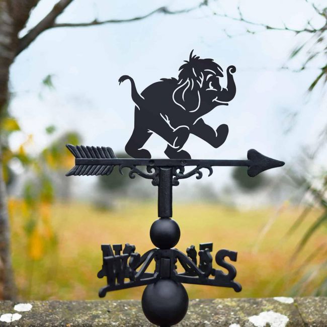 Cast Iron & Steel Cartoon Baby Elephant Weathervane Cast Iron & Steel Cartoon Baby Elephant Weathervane