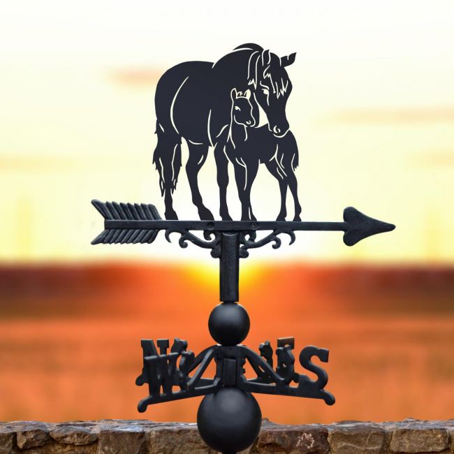 Cast Iron & Steel Mare & Foal Weathervane 