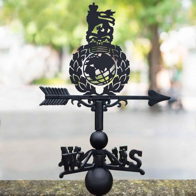 Cast Iron & Steel Royal Marine Badge Weathervane Cast Iron & Steel Royal Marine Badge Weathervane