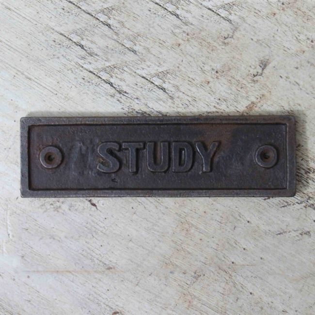 Cast Iron "Study" Sign Cast Iron "Study" Sign