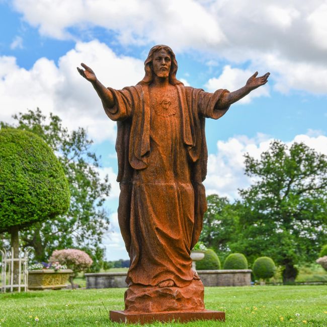 "Christ the Redeemer" Cast Iron Statue in situ in the Garden "Christ the Redeemer" Cast Iron Statue in situ in the Garden