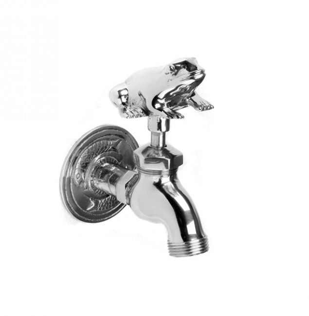 “Frederick Frog” Garden tap finished in bright fresh chrome