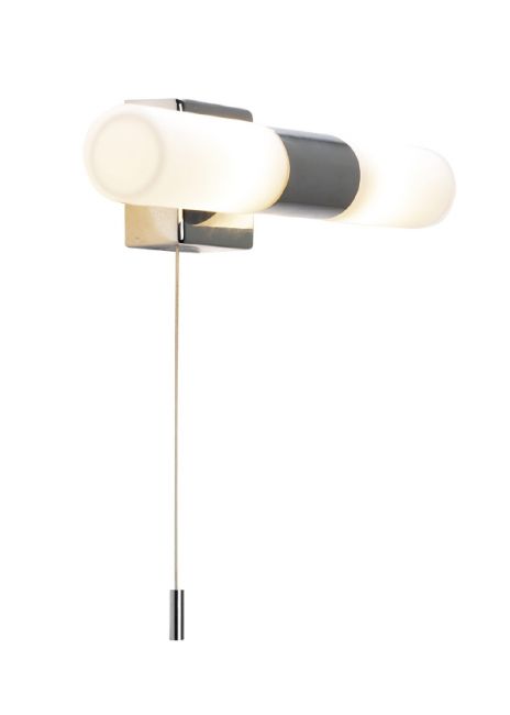Chrome Pull Light With White Opal Shade Chrome Pull Light With White Opal Shade