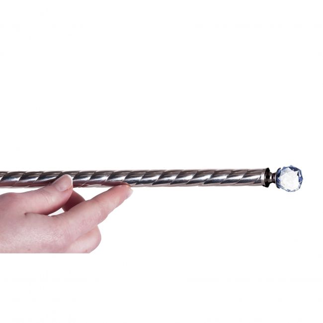 Twisted Chrome Stair Rod With Blue Crystal Finial