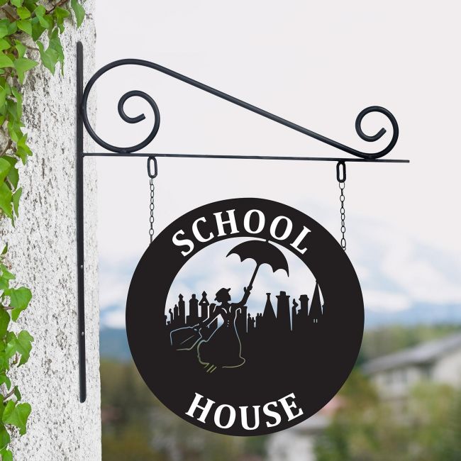 "Tree of Life" Circular Iron House Name Sign in Use Outside