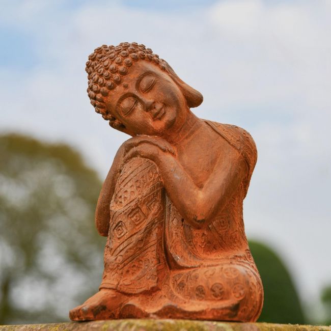 Rustic Cast Iron Resting Buddha Sculpture Rustic Cast Iron Resting Buddha Sculpture