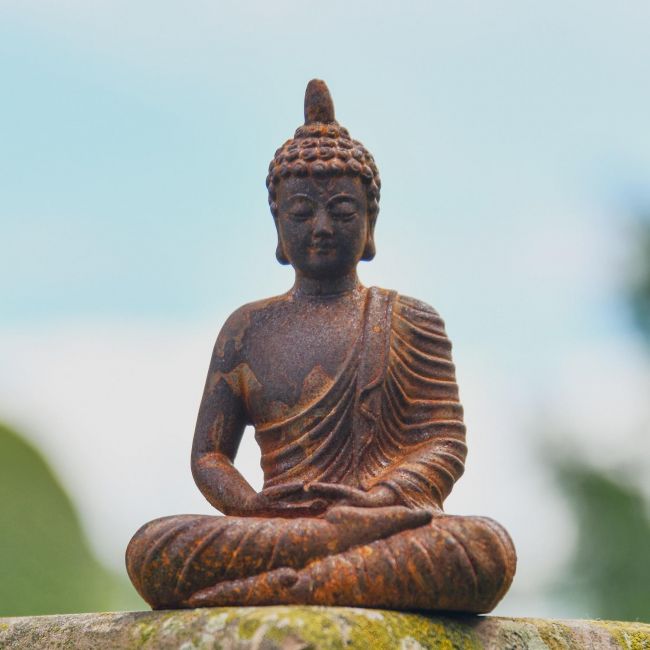 Rustic Cast Iron Meditating Buddha Sculpture Rustic Cast Iron Meditating Buddha Sculpture