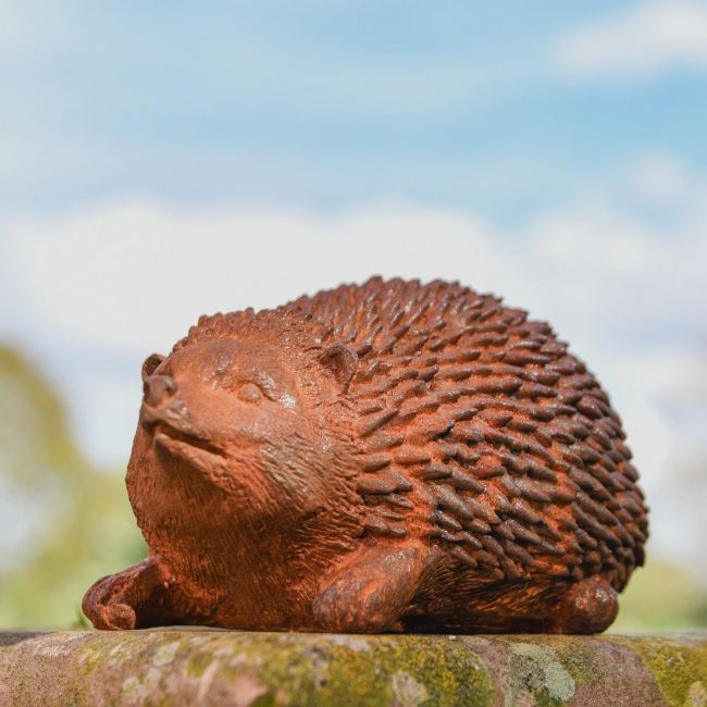 Rustic Cast Iron Hedgehog Sculpture