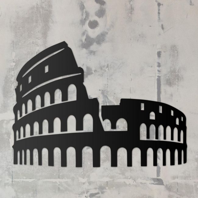 Rome Colosseum Wall Art on a Rustic Grey Wall Rome Colosseum Wall Art on a Rustic Grey Wall