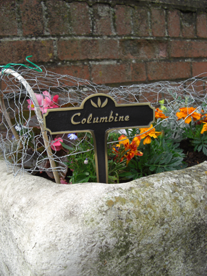 Columbine Brass Garden Plant Sign Columbine Brass Garden Plant Sign
