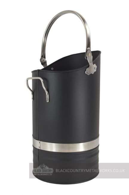 Contemporary Black Coal Hod with Pewter handles Contemporary Black Coal Hod with Pewter handles