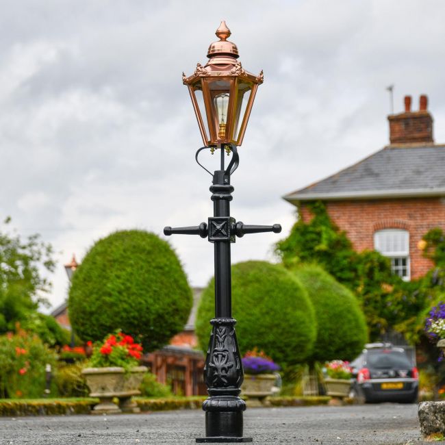 Miniature Copper Victorian Lam Post in Situ on a Drive Way Miniature Copper Victorian Lam Post in Situ on a Drive Way