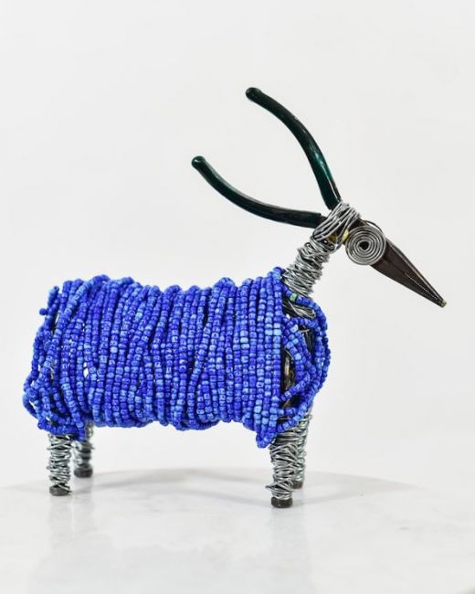 Recycled Metal Colourful Ram Sculpture